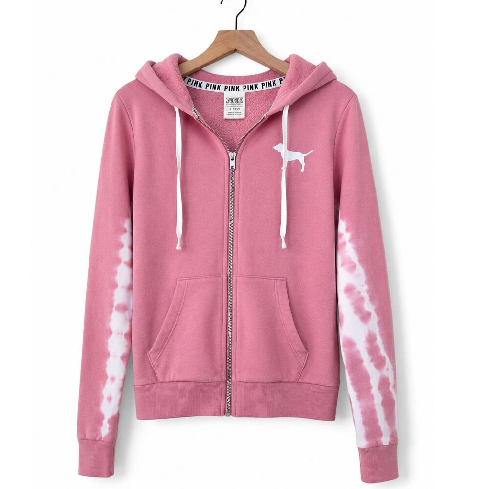 PINK Victoria’s Secret Pink Tie Dye Zip Hoodie XS Y2K Style